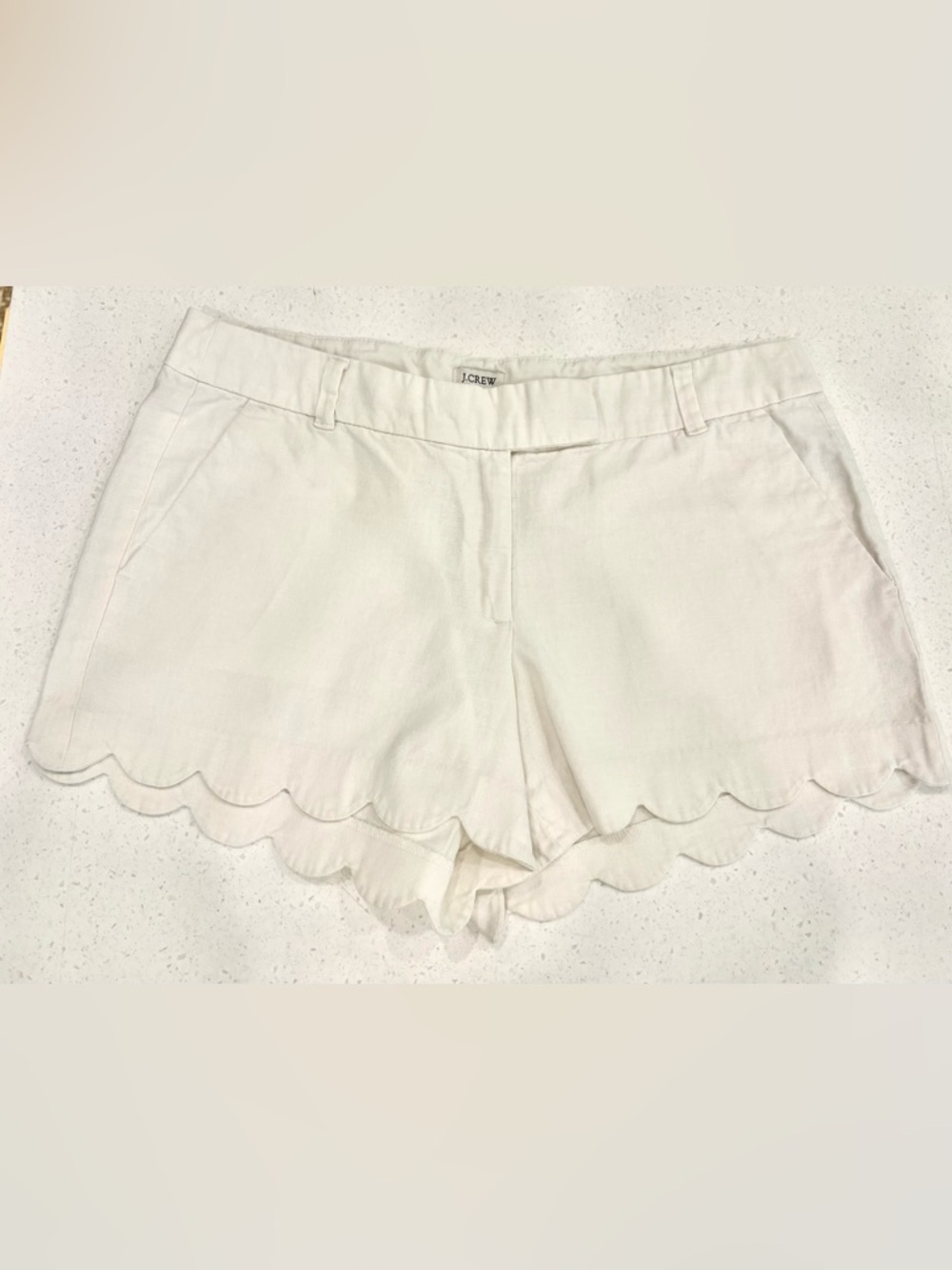 Set of 4 J. Crew Linen Scallop Hem Shorts Coral, Green, Black, White Size 10 - Picture 2 of 15